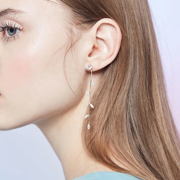 3/$35 LAST ONE! Cascading Crystal Leaf Earrings